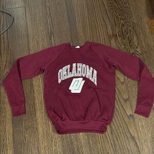 Vtg Oklahoma Univ Maroon & white big logo crewneck sweatshirt sz 14